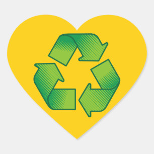 Recycelnd Symbol Herz-Aufkleber