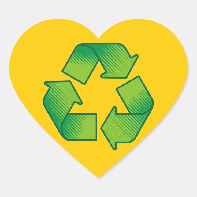 Recycelnd Symbol Herz-Aufkleber (Vorderseite)