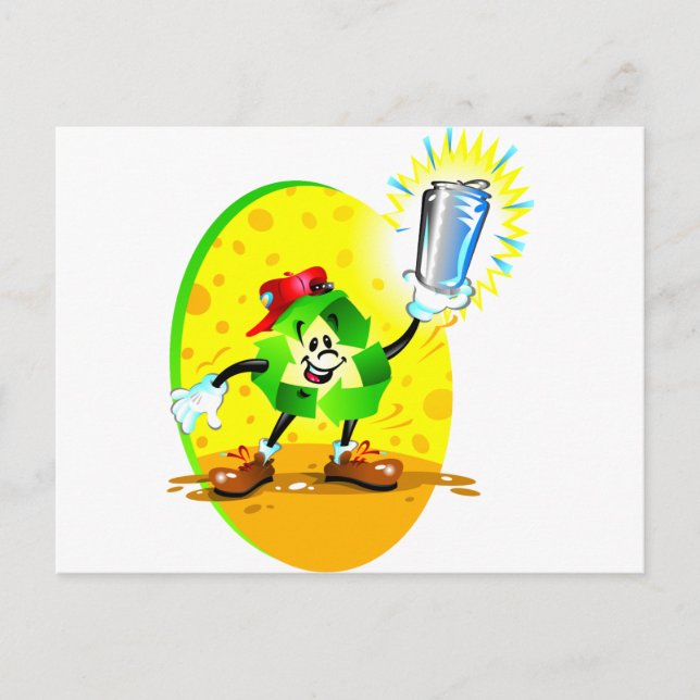 Recycelnd Symbol mit Aluminiumdose Postkarte (Vorderseite)