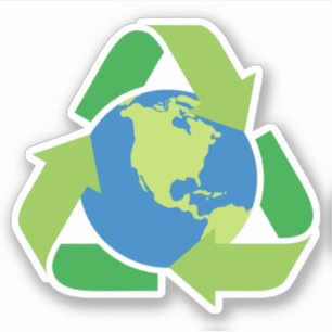 Recycelnd Symbol mit der Erde Aufkleber