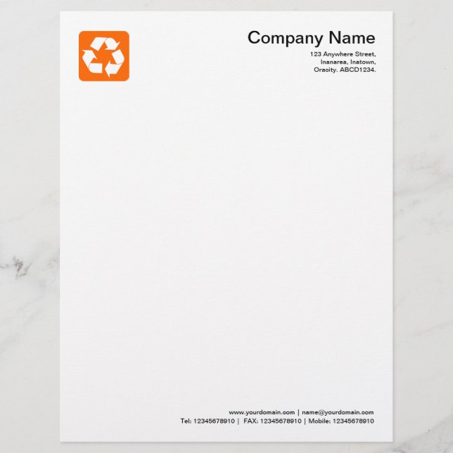 Recycelnd Symbol - Orange Briefkopf (Vorderseite)