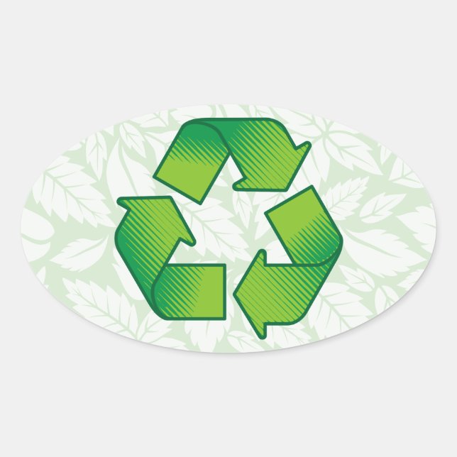 Recycelnd Symbol Ovaler Aufkleber (Vorderseite)
