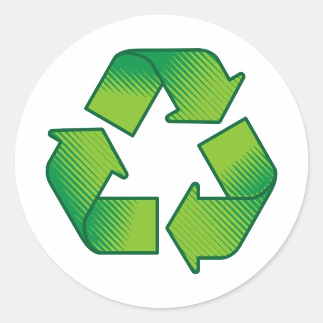 Recycelnd Symbol Runder Aufkleber (Vorderseite)