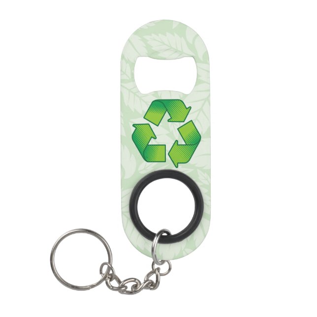 Recycelnd Symbol Schlüsselanhängerflaschenöffner (Vorderseite)