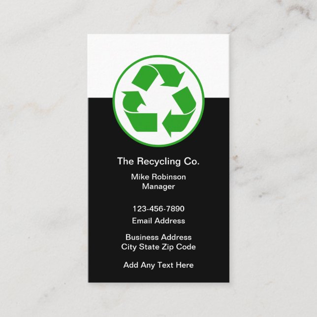 Recycelnd Symbol Theme Business Cards Visitenkarte (Vorderseite)