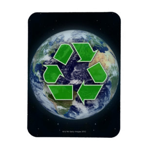 Recycelnd Symbol und Erde Magnet