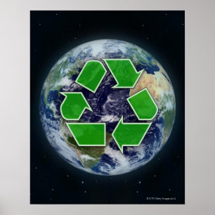 Recycelnd Symbol und Erde Poster