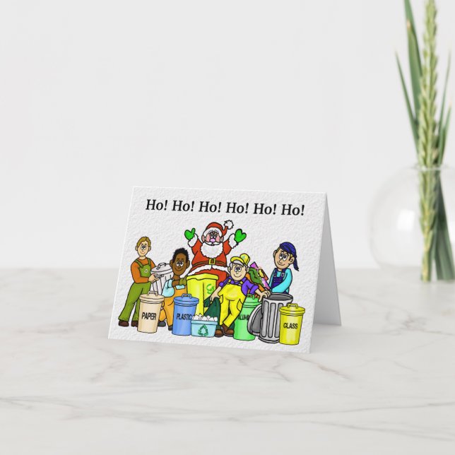 Recycelnd Weihnachtskarte Weihnachtsmann und Müllm Karte (Vorderseite)