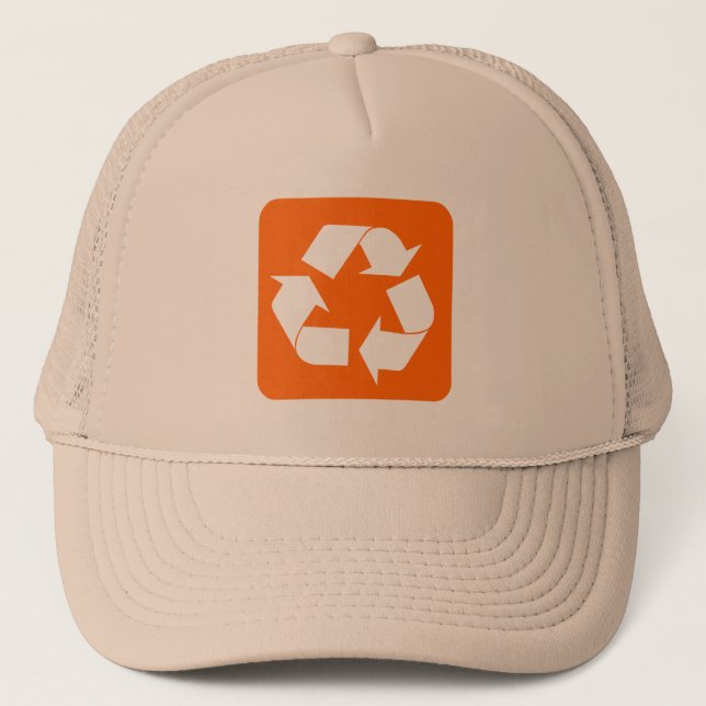 Recycelnd Zeichen - Orange Truckerkappe (Vorderseite)