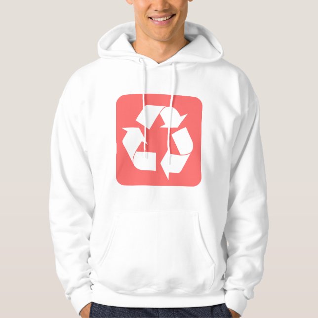 Recycelnd Zeichen - Tropenrosa Hoodie (Vorderseite)