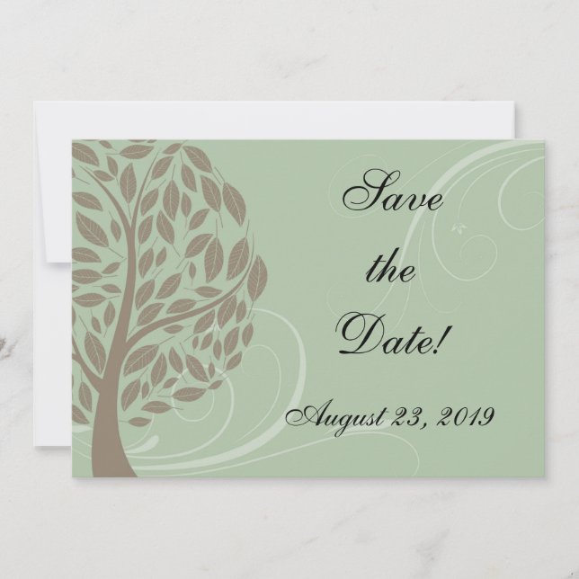 Recyceltes Papier Grün Öko Baum Foto Save the Date (Vorderseite)