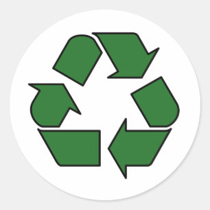 Recyceltest-Symbol-Pfeil 3R für die Wiederverwendu Runder Aufkleber