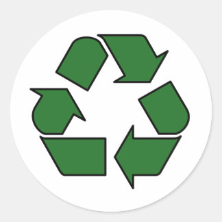 Recyceltest-Symbol-Pfeil 3R für die Wiederverwendu Runder Aufkleber