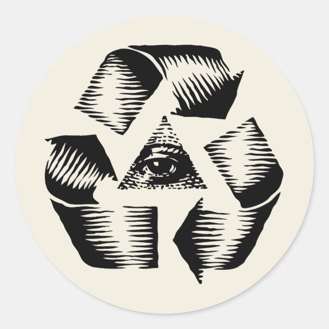 Recycle Auge Runder Aufkleber (Vorderseite)