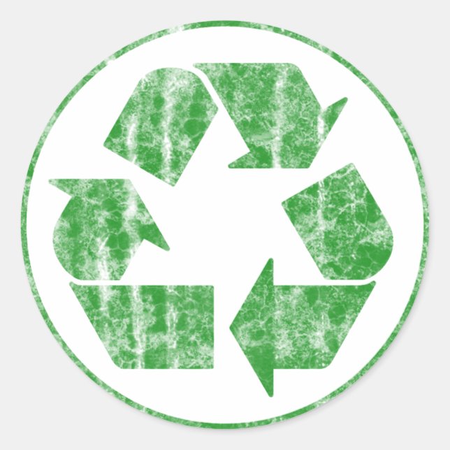 Recycle, den Planeten Erde zu retten, Symbol Runder Aufkleber (Vorderseite)