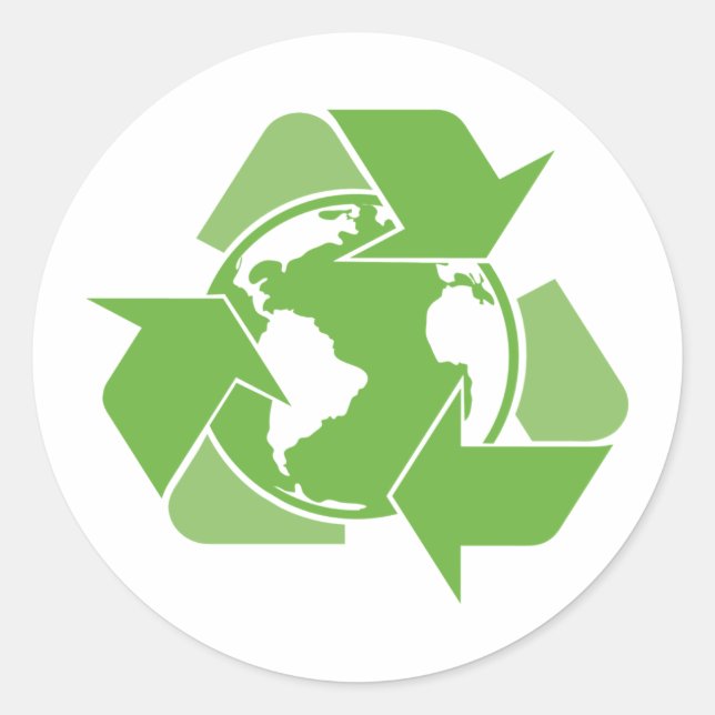 Recycle Earth Green Runder Aufkleber (Vorderseite)