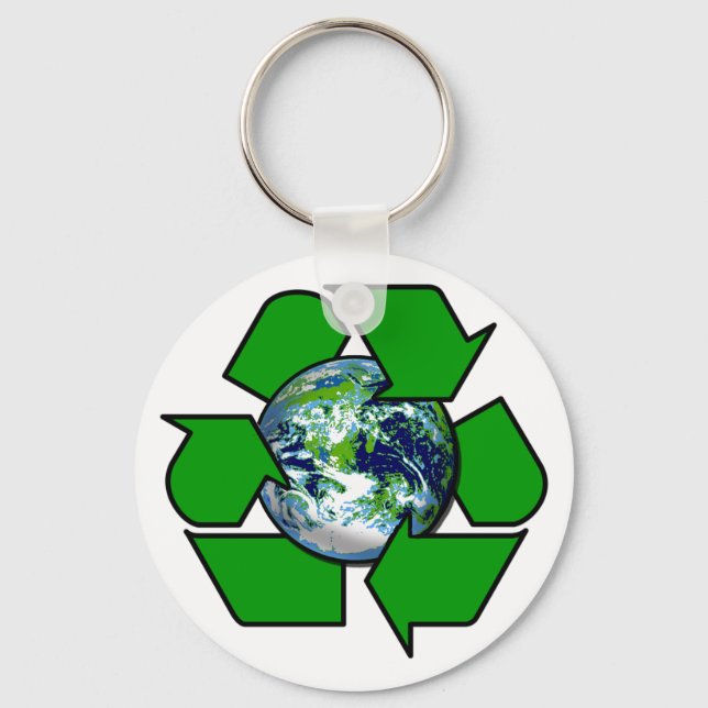 Recycle für den Planeten Erde Schlüsselanhänger (Vorderseite)