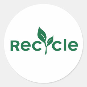 Recycle - gehen Sie zu einem großen grünen Aufkleb Runder Aufkleber