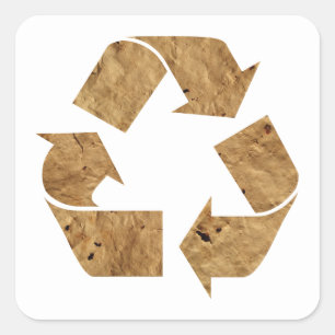 Recycle-Grunge Brown Recycelnd Symbol Quadratischer Aufkleber
