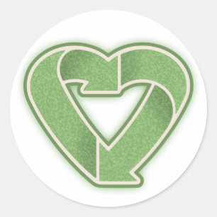 Recycle Heart-grn Runder Aufkleber