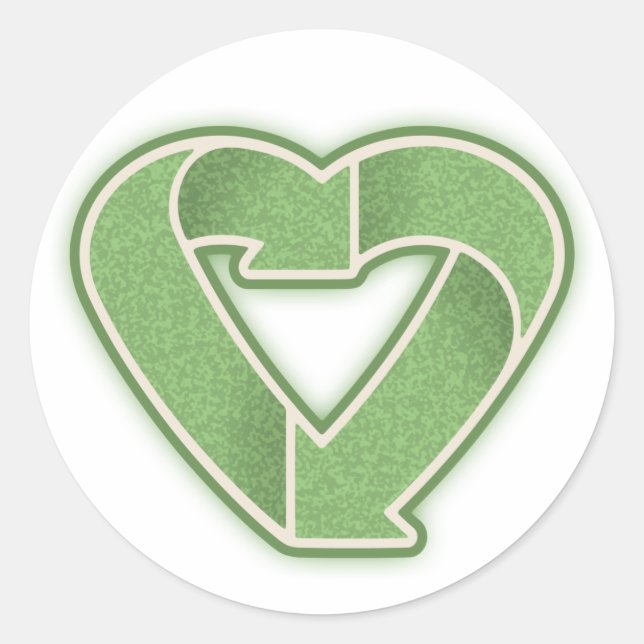Recycle Heart-grn Runder Aufkleber (Vorderseite)