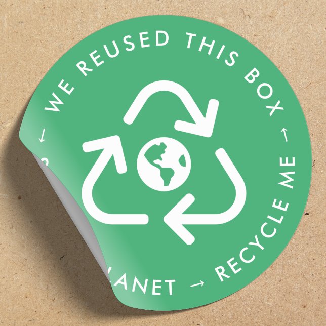 Recycle Ich wiederverwendete Packaging Save the Pl Runder Aufkleber (Von Creator hochgeladen)