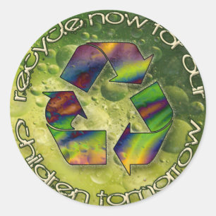 recycle jetzt runder aufkleber