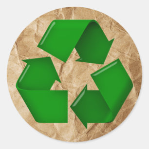 Recycle - Krummpapier Runder Aufkleber
