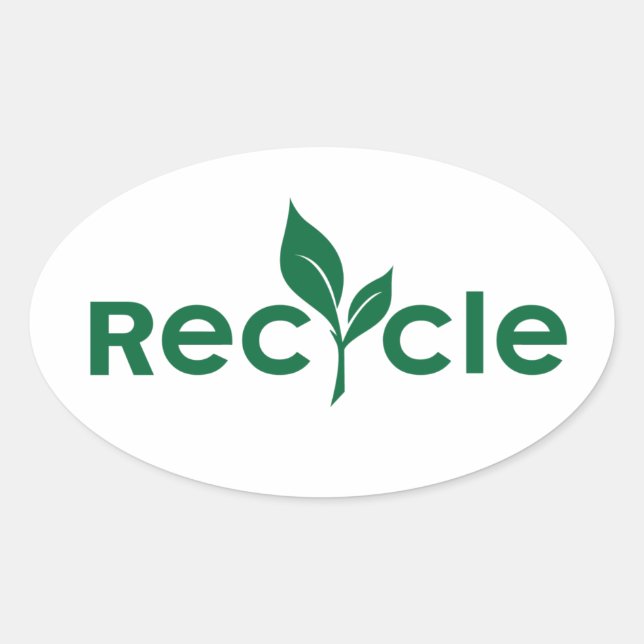 Recycle Ovaler Aufkleber (Vorderseite)