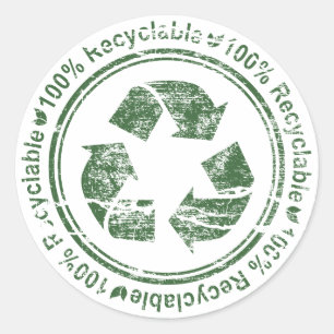 Recycle ~ Recyclingfähige Wiederverwendung Grüne E Runder Aufkleber