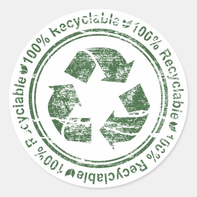 Recycle ~ Recyclingfähige Wiederverwendung Grüne E Runder Aufkleber (Vorderseite)