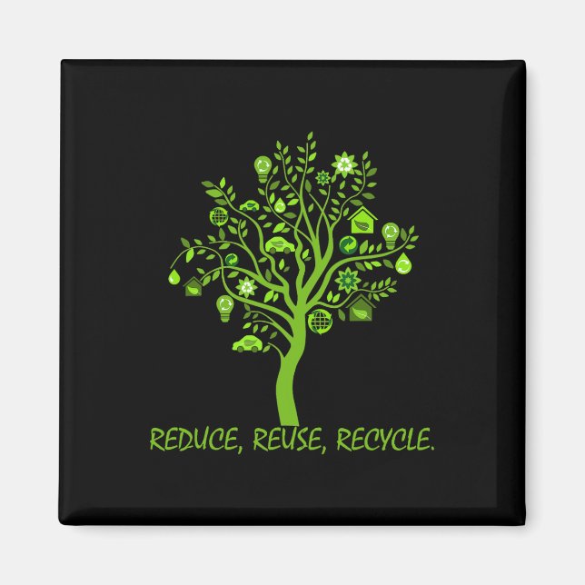 Recycle Reduce Reuse Earth Day Rett Planet Magnet (Vorne)