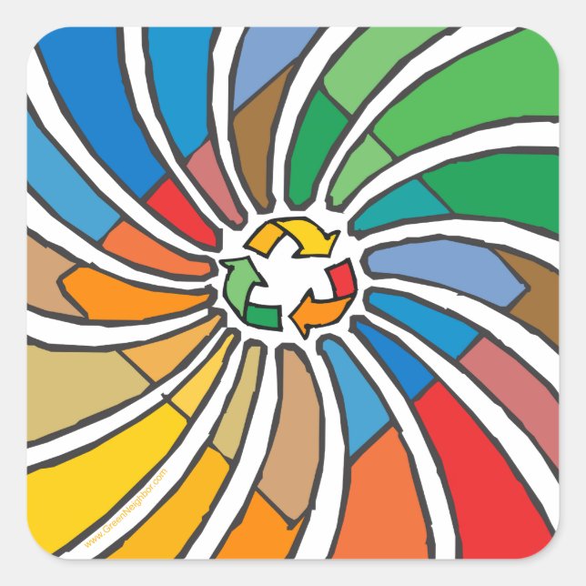 Recycle-Signatur-Kunst Quadratischer Aufkleber (Vorderseite)