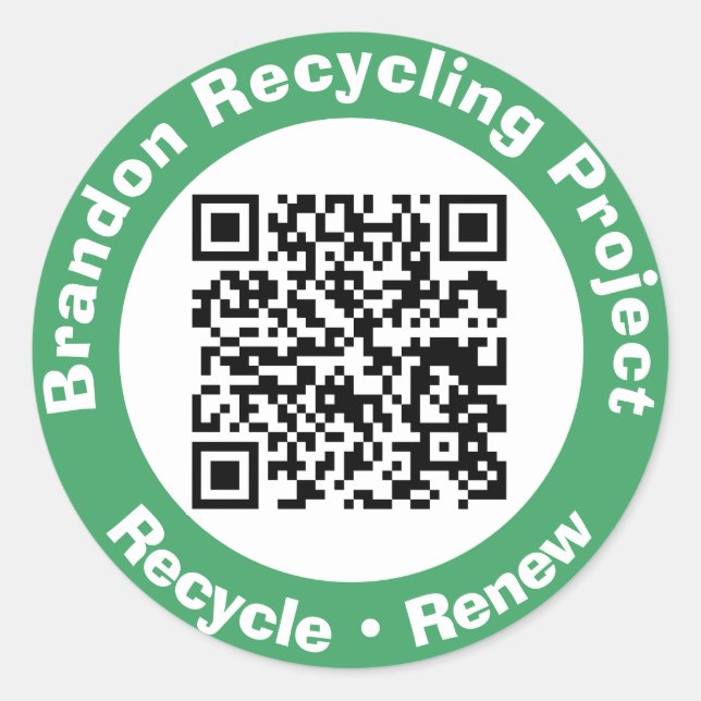 Recycle von Projekt QR Code Recycle & Erneuerung. Runder Aufkleber (Vorderseite)