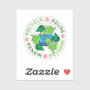 Recycle, Wiederverwendung, Erneuerung, Überdenken. Aufkleber