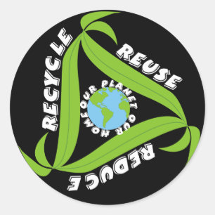 Recycle, Wiederverwendung, Reduzierung von Aufkleb Runder Aufkleber