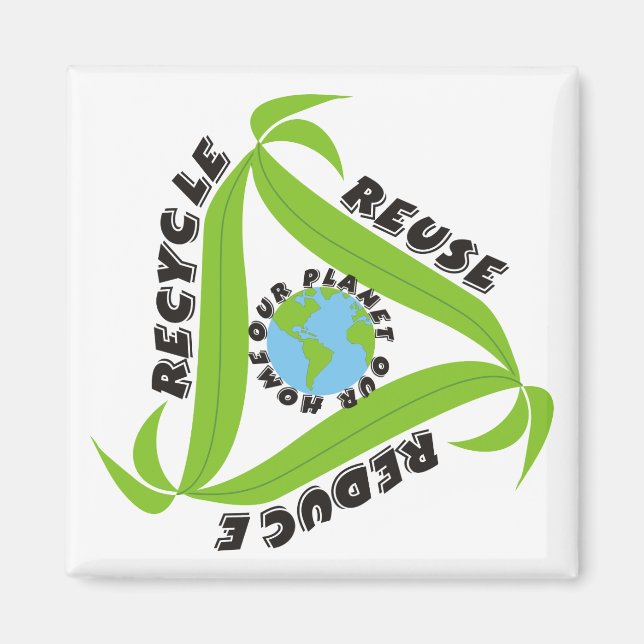 Recycle, Wiederverwendung, Reduzierung von Magnete (Vorne)