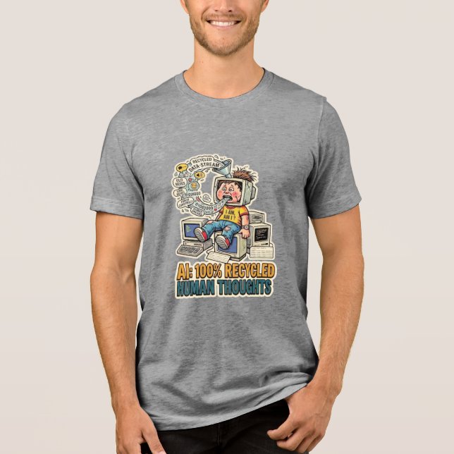 Recycled Human Thoughts AI satire technology code Tri-Blend Shirt (Vorderseite)