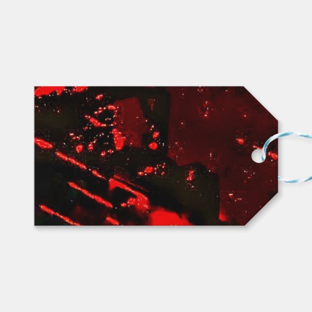 Recycled plastic happiness blue abstract gift tag geschenkanhänger (Vorderseite (Horizontal))