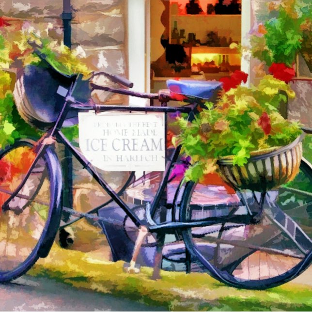 RECYCLING FLIESE (What to do with your old bicycle - use it to promote your business and decorate it with flowers! )