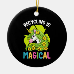 Recycling ist Magisches Einhorn Süßer Tag der Erde Keramik Ornament
