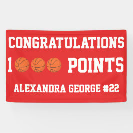 Red 1000 Basketball Career Points Scorer Player Banner