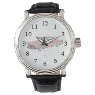 Red 1955 Chrysler 300 Illustration Wristwatch Armbanduhr