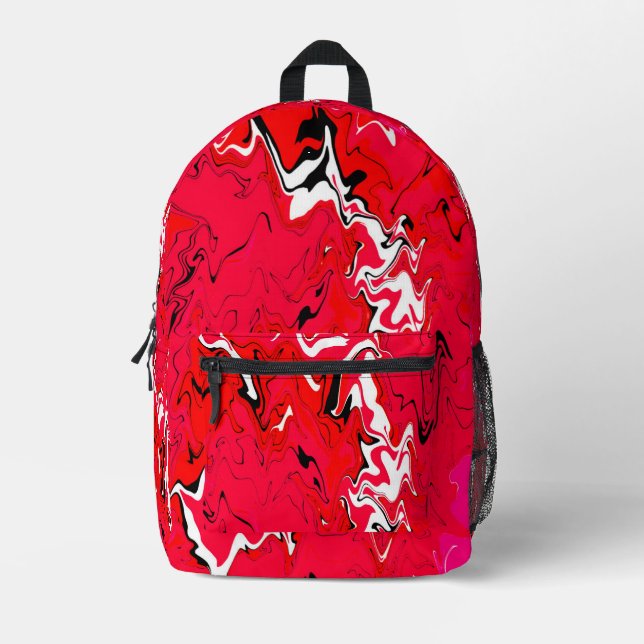 Red #1 Swirl Art Bedruckter Rucksack (Vorderseite)