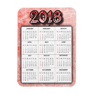Red 2018 Calendar Kühlschrank Locker Magnet