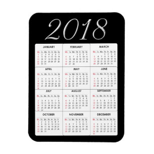 Red 2018 Calendar Magnet