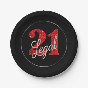 Red 21 und Legal   Moderner 21. Geburtstag Pappteller