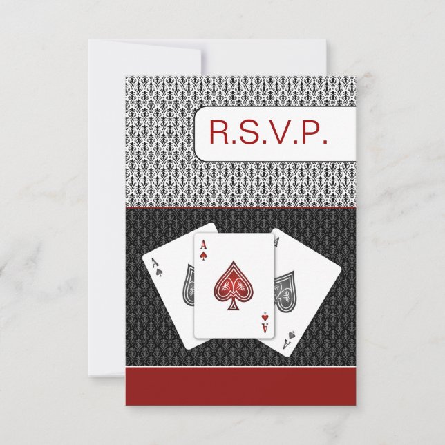 Red 3 Asse vegas Hochzeit rsvp Karten, 3,5 x 5 Karte (Vorderseite)