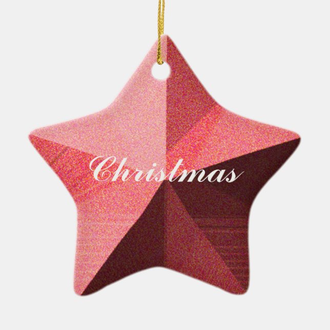 Red 3-D-Star Weihnachtsgeschenk Keramikornament (Vorne)