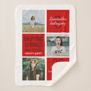 Red 3-Foto Fun Boxes Class Year Sherpa Blanket Sherpadecke